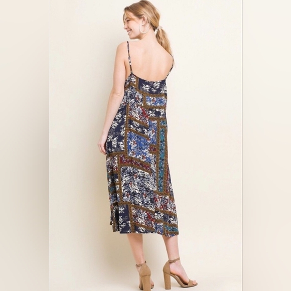 Umgee Sleeveless Floral Patchwork Midi Dress - Picture 4 of 14
